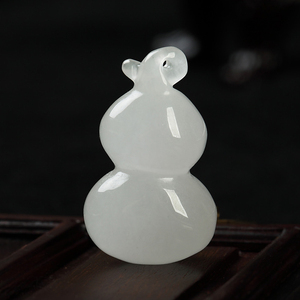 天然白玉石英玉葫芦吊坠 辟邪福禄保平安玉坠玉项链 男女款包邮