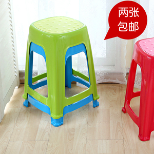 2个起包邮 条纹加厚塑料凳批发高脚凳坐凳方凳餐桌凳客厅厨房凳子