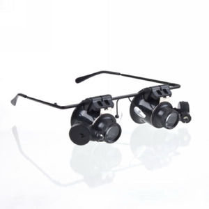 双眼镜式眼罩放大镜修表工具 20倍带LED灯 眼睛式修理鉴定放大镜