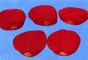 儿童女兵红色表演贝雷帽子/批发舞蹈演出蓓蕾帽幼儿园海军帽