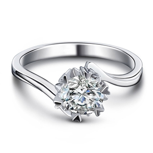 18k白金 心型6爪扭臂钻戒 gia36分主钻 婚戒女戒 裸钻 钻戒订制
