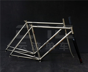 海啸tsunami 公路车车架 雷诺520钢架 镀钛拉丝 全碳前叉/钢叉