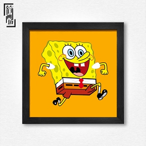 【简画坊】现代简约海绵宝宝插画卡通挂画防水防潮装饰画卧室浴室