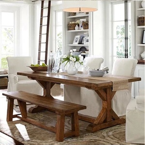 纯实木餐桌餐厅桌椅做旧长桌酒店桌大班桌客厅茶几办公桌