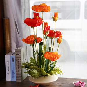 假花仿真花罂粟花套装卧室餐桌茶几客厅摆设装饰花束盆栽盆景插花