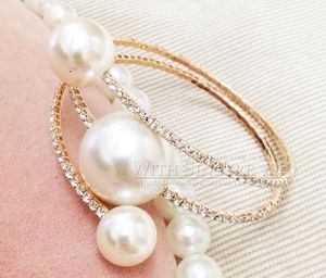 韩国爆卖新款珍珠水钻多层可调节手镯开口饰品女