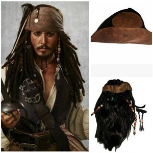 直销加勒比海盗4 杰克船长 Cosplay 海盗假发 海盗帽子 海盗胡子