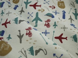 2米包邮加厚棉麻布料海铆小飞机卡通印花diy手工沙发桌布亚麻面料