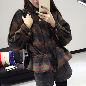 [转卖]2015秋冬新款韩版蝙蝠袖女毛呢外套 斗篷型短款收腰
