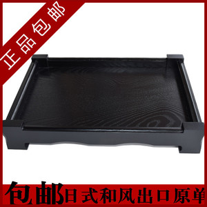 日式和风黑色实木托盘长方形木盘子茶具茶盘 欧式茶水杯烧烤盘