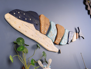 鲸鱼墙饰海洋动物壁挂样板房家居饰品儿童房壁饰海豚餐厅墙面装饰