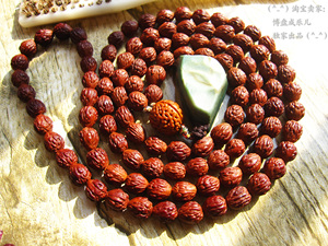 精品酸枣核108颗 佛珠念珠 凤眼菩提手串 爆肉纹 水滴桩型 很红润