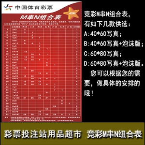 体育彩票店投注站用品 竞彩m串n组合图表 宣传资料背胶帖图泡沫版