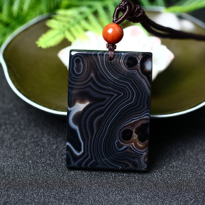 天然红竹石影子石橘子石平安无事牌吊坠项链可结印