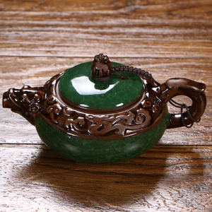 冰裂釉茶具 冰裂茶壶 陶瓷茶壶 龙纹茶壶 单壶 浮雕龙茶壶 小茶壶