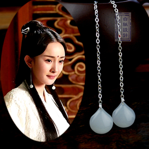 古装三生三世十里桃花 白浅杨幂素素同款耳饰长流苏耳环坠耳夹 女