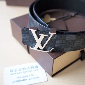 lv 路易威登 initiales 棋盘格银扣男士腰带/皮带 m9210 法国代购
