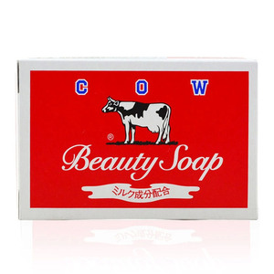 日本COW牛乳石碱沐浴香皂90g玫瑰牛奶保湿滋润花香洗面皂红箱盒