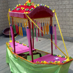 旱船道具/秧歌旱船/湖船道具/采莲船/旱船推车/花轿彩船/社火旱船