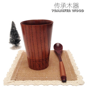 日式和风咖啡杯大容量水杯木啤酒杯茶杯木杯功夫茶大肚杯子