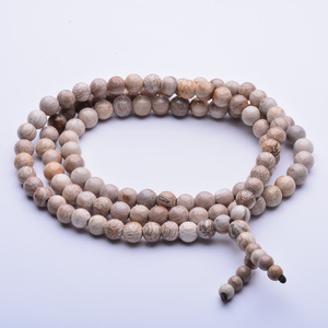 天然树化玉佛珠手链珠子硅化木化玉石手串 【木纹】108颗7mm