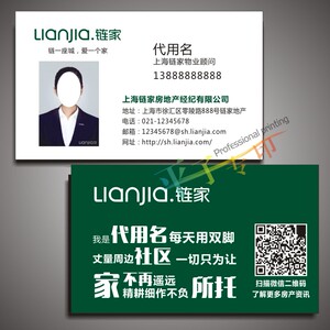 链家名片/房地产名片房屋中介二维码房产名片制作印刷模板pzsw117