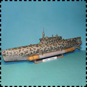 德国seehund海豹微型潜艇 纸模型 潜艇模型 1:25 军武宅 手工diy