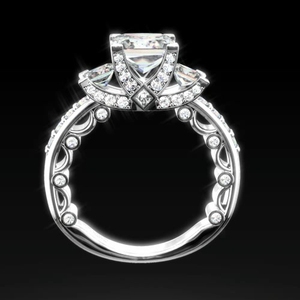 1克拉E色VVS公主方裸钻石 纽约定制宫廷古典正品铂金钻戒结婚戒指