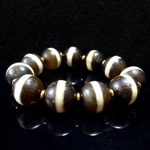 西藏千年传世老药师珠手串手钏天珠旁系一线镶蚀老药师老玛瑙线珠