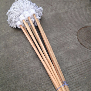 热卖冲钻老式木柄圆头水拖把白线墩布家用劳保清洁工具