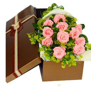 11朵粉玫瑰高端礼盒上海虹口鲜花店包邮闺蜜生日情人节礼物
