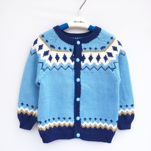 手工编织羊毛线宝宝圆领开衫毛线衣 男童装保暖上衣外套 长袖毛衣