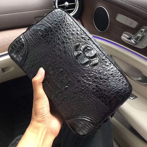奢侈高端成功男士稀货保真鳄鱼皮拉链多夹层大容量手拿包老板夹包