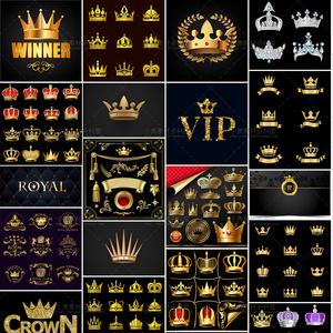 欧式金色银色钻石皇冠王冠图标贵宾vip标志logo图案矢量设计素材