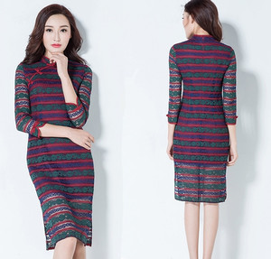 红娅轩2016秋新ad16-0801民族风显瘦蕾丝连衣裙旗袍裙正品包邮