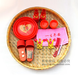 潮汕出花园用品成人礼用品红木屐鞋子竹胡双喜灯出竹编出花园套装