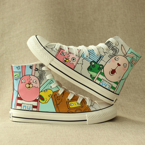 越狱兔周边手绘帆布鞋高帮平底平跟秋季鞋子学生韩版潮男女情侣