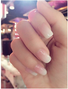 奶白半透明纯色 光疗美甲成品 假指甲贴片