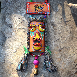 云南少数民族工艺品 面具脸谱东巴大号吞口风铃挂件 家居酒吧装饰