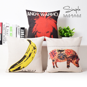 安迪波普创意原单棉麻抱枕 可爱卡通沙发办公室午睡靠垫靠枕