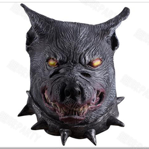 出口欧美高档恐怖项圈狼面具 饿狼面具 黑狼头面具 恐怖动物面具