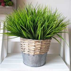 仿真手感小草 高品质外贸 草绿植物 草芽小盆花摆设植物绢花