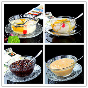 热销玻璃碗透明甜品碗冰激凌碗时尚家用韩式果酱碗小号沙拉碗多款