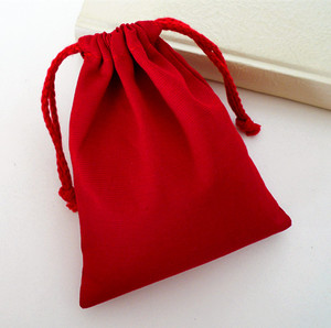 [韵布工坊]红色定做抽绳束口袋棉麻布袋包装袋礼品袋小布袋收纳包