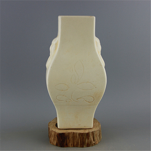 宋定窑白釉开片四方瓶 仿古做旧出土瓷器 古玩古董收藏 易定落款