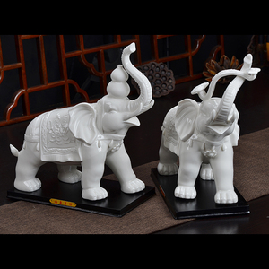 陶瓷大象摆件一对德化白瓷工艺礼品吉祥如意家居摆设招财风水动物