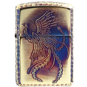 zippo打火机 正品 日版盔甲熏铜黑金五面雕刻凤凰 唐草燃烧的凤凰