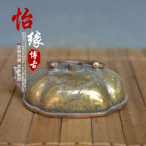 000人付款淘宝13#古玩古董铜器收藏民国永宜昌底款竹子纹诗画紫铜提环