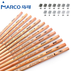 MARCO马可7001 3H-9B原木杆专业绘图素描铅笔 美术考试用铅笔
