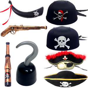 cosplay万圣节海盗帽配件加勒比帽子弯刀眼罩海盗旗塑料金币道具